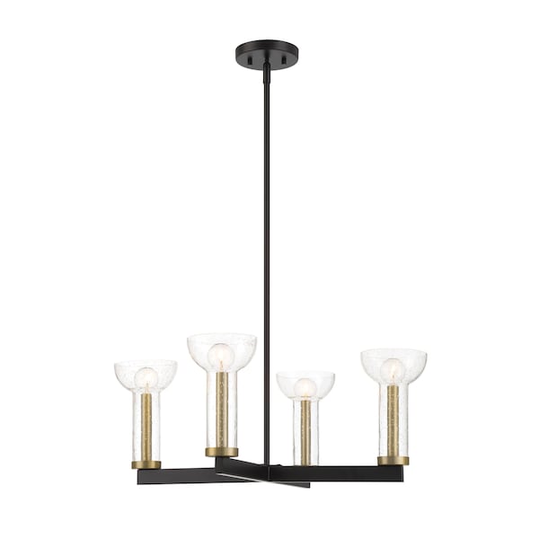 Designers Fountain Nova 4 Light Modern Matte Black with Clear Seeded Glass Shades Chandelier For Dining Rooms D283C-4CH-MB - main